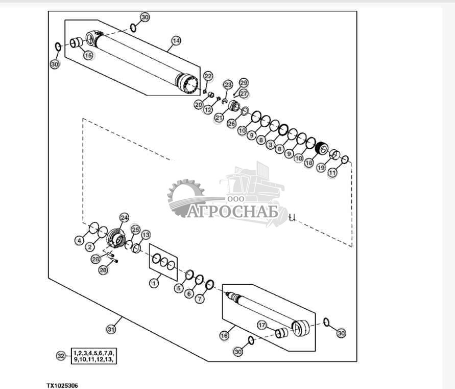 Цилиндр рукояти (пакетир. машина) 